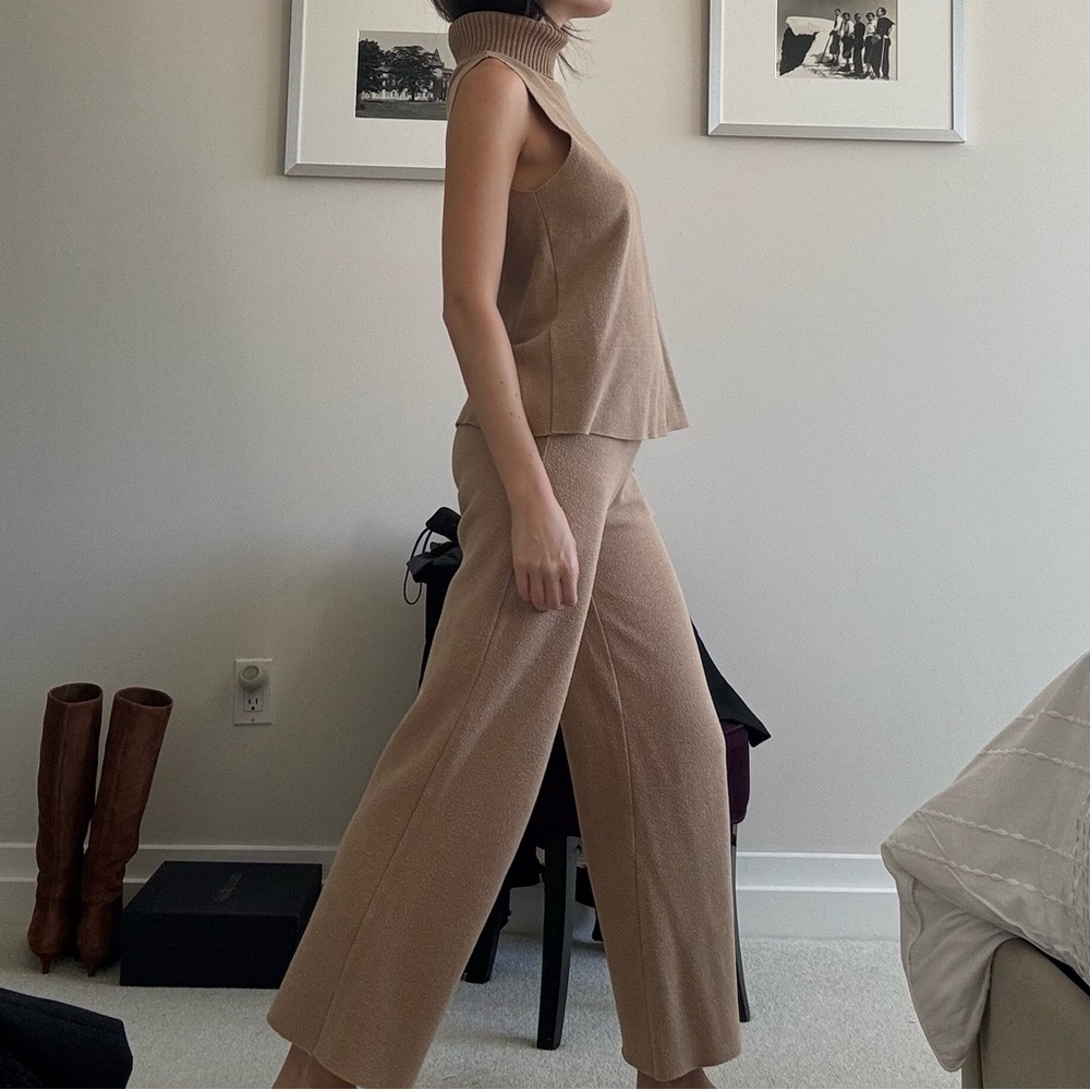 Zara Tan Wide Leg Jumpsuit